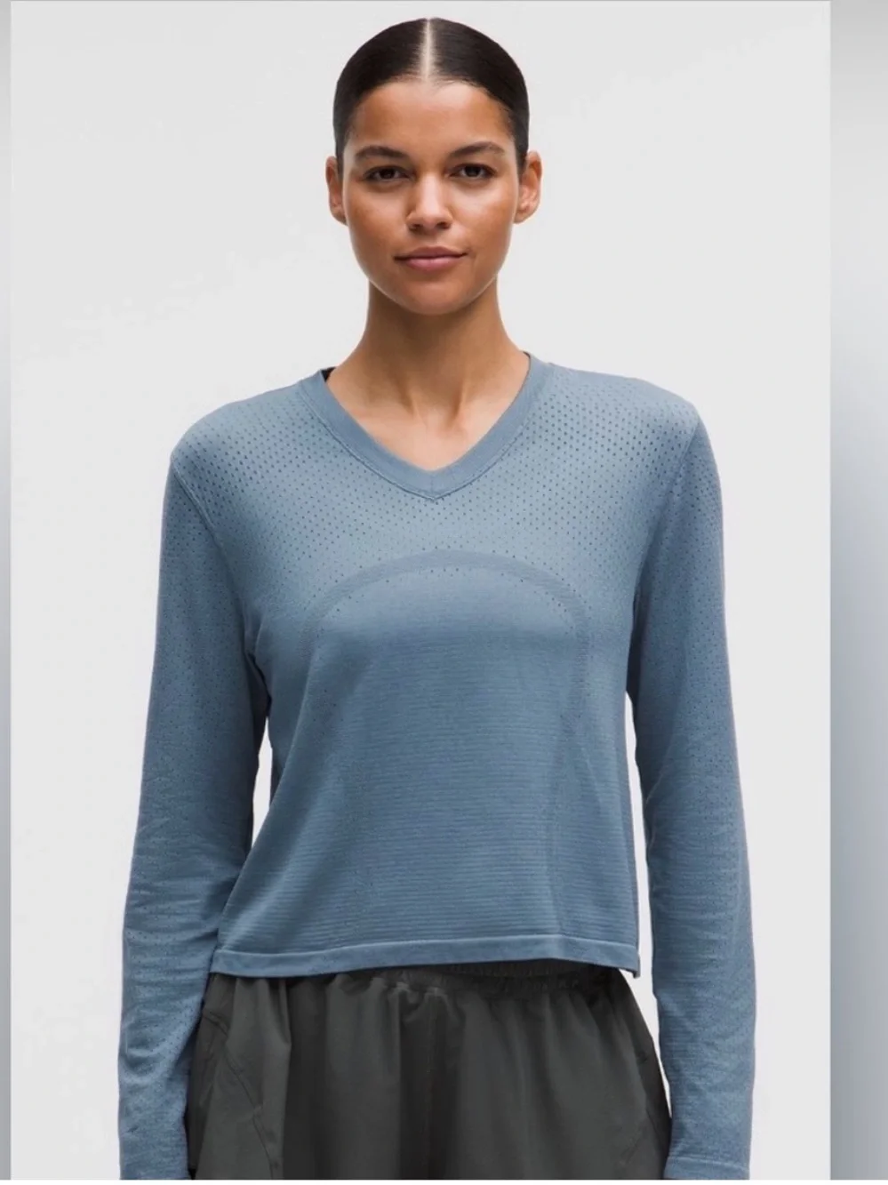 lululemon athletica Swiftly Tech Open-Hole V-Neck Long Sleeve — Dusty Blue